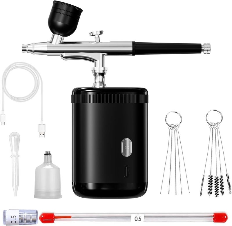 CBVCBV Airbrush kit: Handheld Spray Paint Gun with 0.3/0.5mm Nozzle, Rechargeable Cordless Spray Gun Sets Suitable:air Brush for Nails, Art, Color Spraying, Cake Decoration, Model Tattoos & Makeup (Black) - Image 1